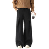 Beige Suit Pants Men Oversized Fashion Society Mens Black Dress Pants Korean Loose Wide Leg Pants Mens Office Formal Trousers