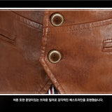 Spring Autumn Motorcycle Sleeveless Vest Jacket Korean Slim-fitting Casual Spring Mens Vest Suit Pu Leather Waistcoat