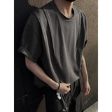 Summer Short Sleeved T-shirt Men Fashion Gray Black Casual T Shirt Men Streetwear Korean Loose Round Neck T Shirt Mens Top