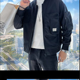 Autumn KPOP Fashion Style Harajuku Slim Fit Tops Loose All Match Casual Outerwear Stand Collar Pockets Zipper Long Sleeve Jacket