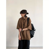 New Summer Japanese Mens Set Harajuku Mid Sleeved Trendy Shirt+ Wide-leg Cargo Pants 2-pcs Thin Casual College Male Suit