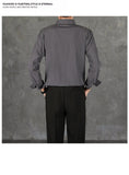New Naples Business Men Shirts Light Luxury Textured Lapel Striped Long Sleeve Cardigan Leisure Premium Commuter Blouse S-4XL