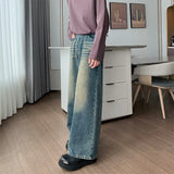 Hip hop men and women trendy personality straight tube washed retro jeans American couple high street loose casual pants y2k