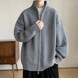 New Korean Fashion Men Cardigan Jacket Light Luxury Trendy Turtleneck Knit Zip-up Long Sleeve Sweater Coat High Quality Knitwear