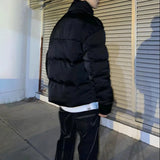 Mens Y2k Short Thickened Warm Cotton Clothing Autumn Winter Genderless Couple Essential Street Solid Color Couple Jacket Unisex