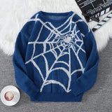 New Popular Autumn and Winter Spider Web Jacquard Pattern Pullover Sweater Casual Round Neck Knitted Men's Pullover