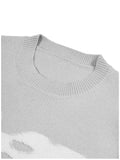 New American Trendy Men Sweater High Street Graffiti Printed Knit O Neck Long Sleeve Pullover Casual Loose High Street Knitwear