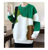 American street style men and women trendy personalized round neck sweater couple winter high street loose retro casual knitted