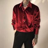 Spring And Autumn New High-Quality Shiny Long-Sleeved Gold Velvet Shirt Unisex Fashionable Temperament Casual Shirt Jacket