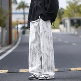 Jeans Mens Classic Straight Leg Jeans White Tie Dye Denim Pants Unisex Fashion Casual Trousers Streetwear Hip Hop Style Washed