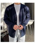 Autumn Fashion Men Luxury Knitted Sweater Coats Trendy Korean Popular V Neck Long Sleeve Cardigan Jacket Casual Stylish Knitwear