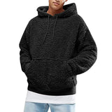 Autumn Winter Men's Tops Plush Hooded Sweater Fashion Solid Warm Hoodies Y2K Streetwear in Hooded Sweatshirts Mens Clothes