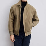 Autumn New Short Men Jacket Korean Fashion Lapel High-end Solid Color Casual Bomber Jacket Coats Men