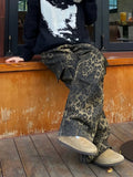 Ropa Y2K Streetwear Leopard Baggy Jeans Cargo Pants For Men Designer Clothes Hip Hop Wide Leg Long Trousers Pantaloni Uomo