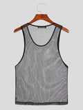 Party Nightclubs Style New Men's Sparkling Waistcoat Sexy Stylish Male See-through Mesh Sleeveless Vests S-5XL INCERUN Tops