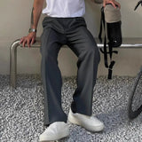 Gray Suit Pants Men Fashion Business Society Mens Dress Pants Korean Loose Straight Pants Mens Office Formal Trousers M-2XL