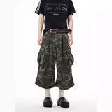 Vintage Camouflage Work Jeans Men's Loose Fit Summer Trendy Straight Leg Wide Leg Seven Point Pants Casual Streetwear