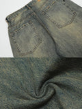 Wide Leg Jeans Men Loose Full Length Mid Waist Bleached Washed Teenagers European Style Retro Harajuku Prevalent Minimalist Chic