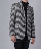 Plaid Men's Blazer with Two Buttons 1 Pc Business Suit Jacket Notch Lapel Houndstooth Male Fashion Coat Size XS-5XL