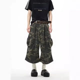 Vintage Camouflage Work Jeans Men's Loose Fit Summer Trendy Straight Leg Wide Leg Seven Point Pants Casual Streetwear