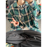 Spring Long Sleeved Shirt Men Oversized Retro Plaid Shirt Men Japanese Streetwear Loose Casual Shirt Mens Vintage Shirts M-3XL
