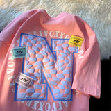 American Trendy Sweet Cool Hot Girl Couple Outfits Loose Versatile Lazy Retro Cotton Short-sleeved T-shirt Men Women Aesthetic