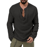 Spring and Autumn New Men's Shirt Casual Seersucker Solid Color Long Sleeve Shirt Loose Style Button Men's Clothing