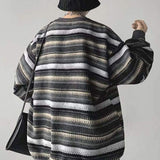 Spring Autumn Striped Casual Hip Hop Oversized Sweatshirt Man Harajuku Streetwear Korean Tops Fashion Pullover Ropa De Hombre
