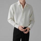 New Men Luxury Korean Style Shirts Casual Long Sleeve Drapped Solid Color Button-down Cardigan Fashion Business Leisure Blouse