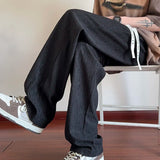 Summer Casual Pants Men Fashion White Straight Pants Men Japanese Streetwear Loose Pleated Pants Mens Black Trousers M-3XL