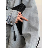 Chinese Style Denim Jacket Spring Autumn Denim Jacket Gradient Washed Japanese Casual Large Pocket New Chinese Tang Style Jacket