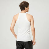 Men Tank Tops Mesh Hollow Out Solid V Neck Sleeveless Streetwear Male Vests Transparent Summer Fashion Men Clothing
