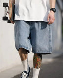 Denim Shorts Men Loose Simple Summer Popular Harajuku Japanese Style Vintage Washed Full Length All-match Streetwear College New