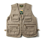 American Workwear Retro Metal Zipper Three-dimensional Pocket Cotton Men Women Tactical V-neck Vest Jacket Aesthetic Urban Chic