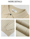 New British Retro Men Polo Neck Sweater Light Luxury Knit Loose Long Sleeve Pullover Casual Solid Color Premium Knitwear M-3XL