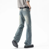 Summer New Fashion Men's Jeans Lightning Pattern Male Straight Male Denim Pants 2025 Casual Men Clothing Trend
