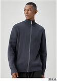 New Korean Fashion Men Cardigan Jacket Light Luxury Trendy Turtleneck Knit Zip-up Long Sleeve Sweater Coat High Quality Knitwear