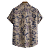 Mens Vintage Button Up Linen Shirts Slim Fit Short Sleeve Hawaiian Floral Shirt Men Casual Harajuku Streetwear Camisas Homme XXL