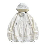 UPF50+Men's Hooded Windbreaker Sunscreen Jacket - Ultra Light Summer Zipper Pocket Elastic Cuffs  Suitable for Outdoor Hiking