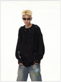 Autumn and Winter Trendy Personalized Hip Hop Round Neck Sweater American Couple Loose Retro Casual Knitted Harajuku Top y2k