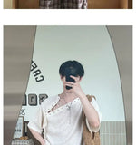 Street Punk Shirt Off-shoulder Hollow T-shirt American 2025 New High-end Style Fashionable Casual Loose Short Sleeves