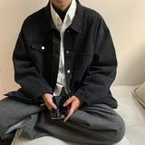 New Jacket Men's Spring and Autumn Denim Coat Korean Version On Clothes Young Student Lapel Fashion Casual Loose Tide Men