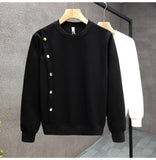 Simple Design Sense White Sweatshirt Men's Trendy Round Neck Bottoming Shirt 2025 Spring Autumn Handsome Men's Hot Top Urban