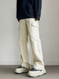 100％ Cotton Men's Cargo Casual Pants Baggy Straight Elastic Waist Comfortable Trousers Fashion Streetwear Hip Hop Male Trousers