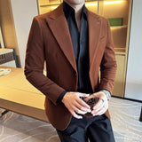 Men Corduroy Blazer Jackets Slim Fit Luxury Evening Dresses Suit Coat Wedding Prom Clothing Black Red