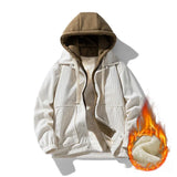 New Padded Jacket Men Winter Baseball Hoodie Wool Liner Jacket Men Hipster Workwear Street HipHop Top Fake Two Piece Casual