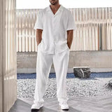 New Model Men's Business Casual Two-Piece Casual Daily Set Basic Shirt and Straight Pants Men's Fashion Sportswear Set