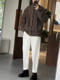 American New Twist Pattern Solid Cardigan Sweater Men's Autumn Winter Elegant Knitwear High-end Oversized Casual Sweater Jacket