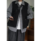 Japan Cityboy Style Jacket Retro Work Clothes Striped Shirt Vest Korean Streetwear Men Women Loose Trendy Long-sleeved Jacket