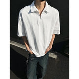 Mens tshirt Loose Fit Half Zip Polo Collar Solid Color Summer T Shirt New Casual  Sports Comfortable Daily Basic Top